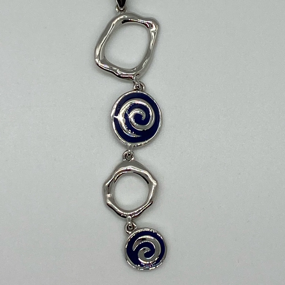 Lia Sophia Pendant silver tone black enamel